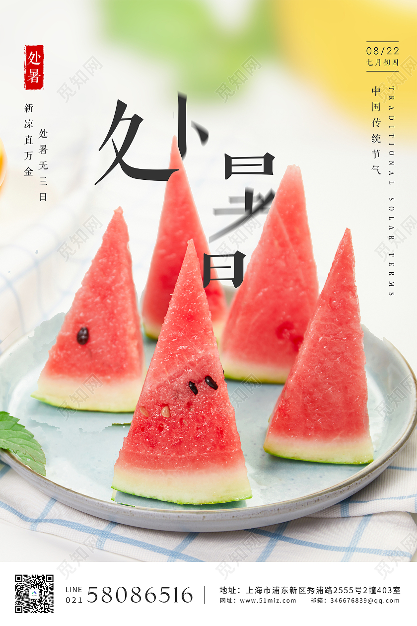 夏日二十四节气24节气处暑海报背景
