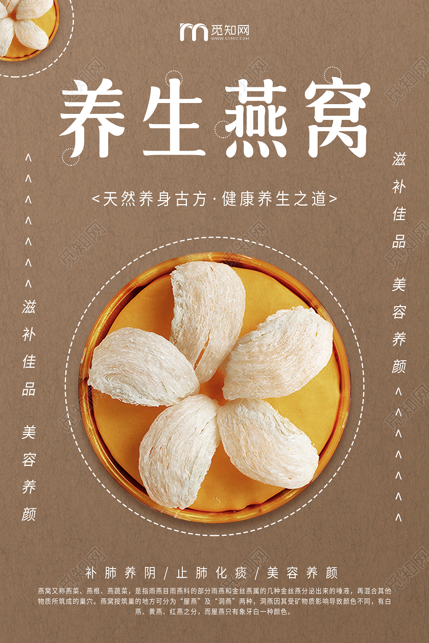 棕色养生燕窝宣传介绍海报美容养生