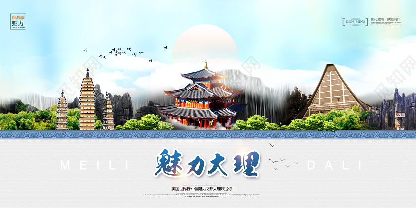 创意魅力大理古镇印象古镇旅游展板