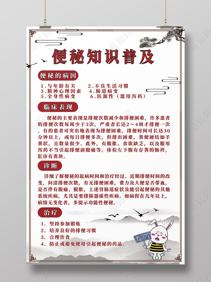 古风简约便秘如何预防便秘海报