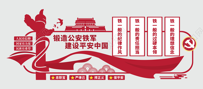 81八一建军节四铁精神部队公安四有军人部队标语展板宣传栏