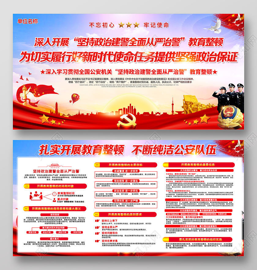 2020全国公安机关教育整顿党建党课党政宣传栏