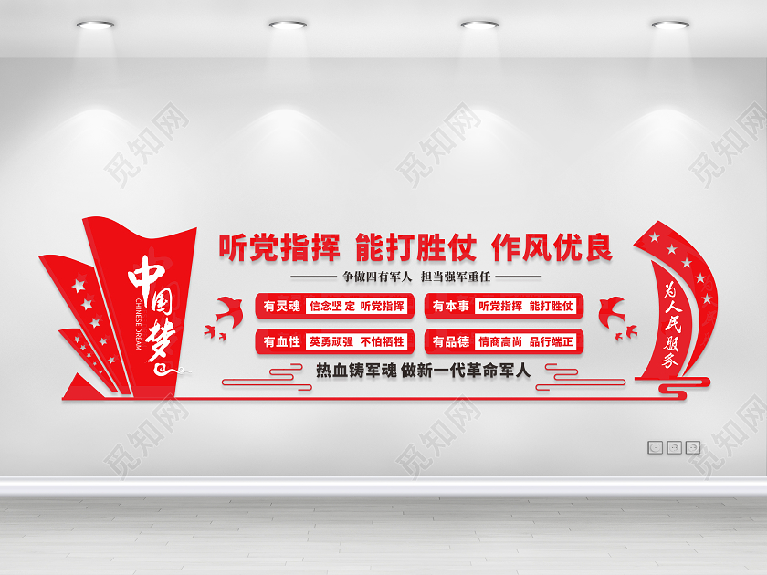 81八一建军节四有军人部队标语文化墙