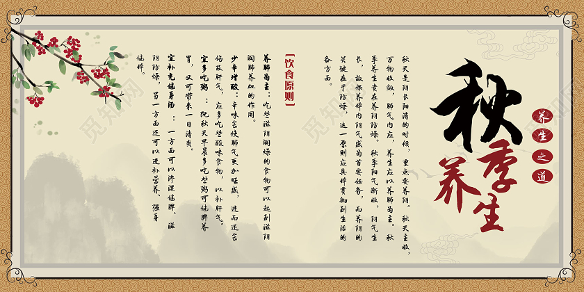 黄色复古中国风秋季养生秋天秋季养生展板