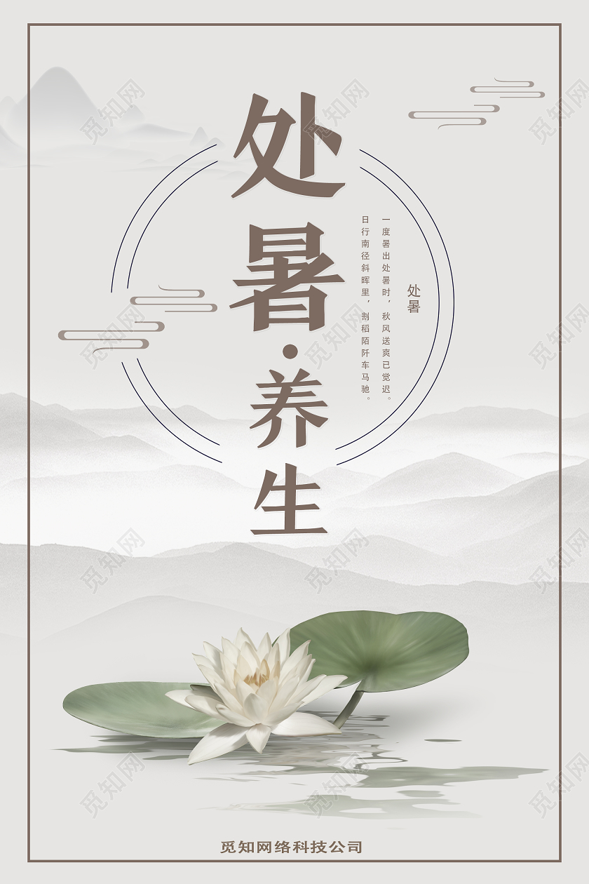 灰色古风处暑处暑养生海报