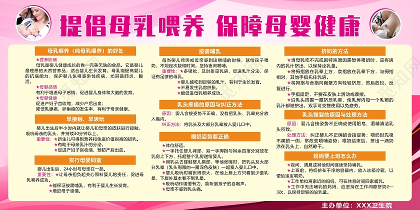 粉色几何渐变提倡母乳喂养保障母婴健康母乳喂养宣传栏展板