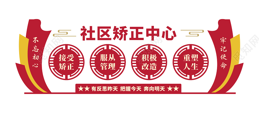 红色社区矫正文化墙社区矫正中心文化墙展板