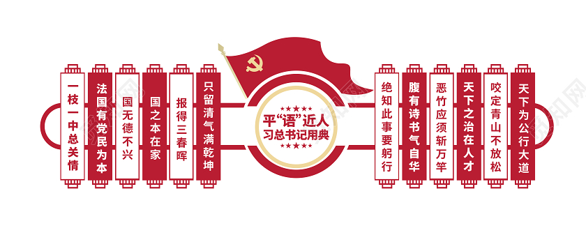 红色党建平语习语近人习总书记用典文化墙展板