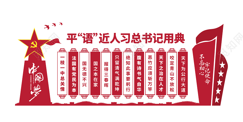 红色党建平语习语近人习总书记用典文化墙展板