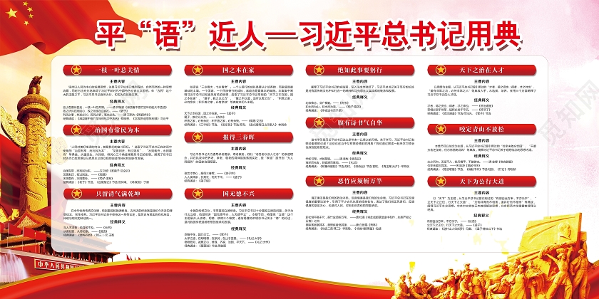 中国红平语习语近人总书记用典宣传展板宣传栏