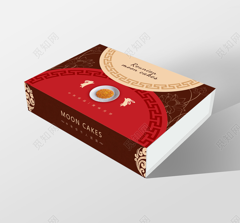 红色中国风简约中秋节礼盒包装中秋节包装