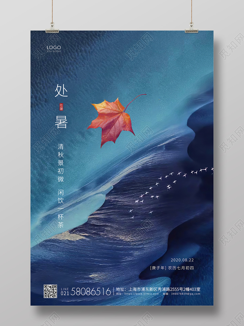 简约处暑节气二十四节气宣传海报