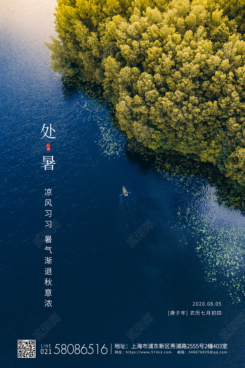 绿色简约处暑节气二十四节气宣传海报