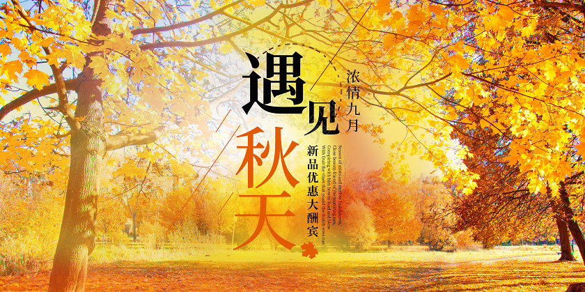 金黄实景遇见秋天促销活动宣传展板