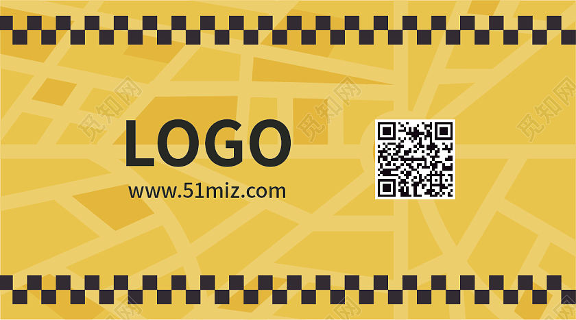 黄色简约个人商务出租车名片设计