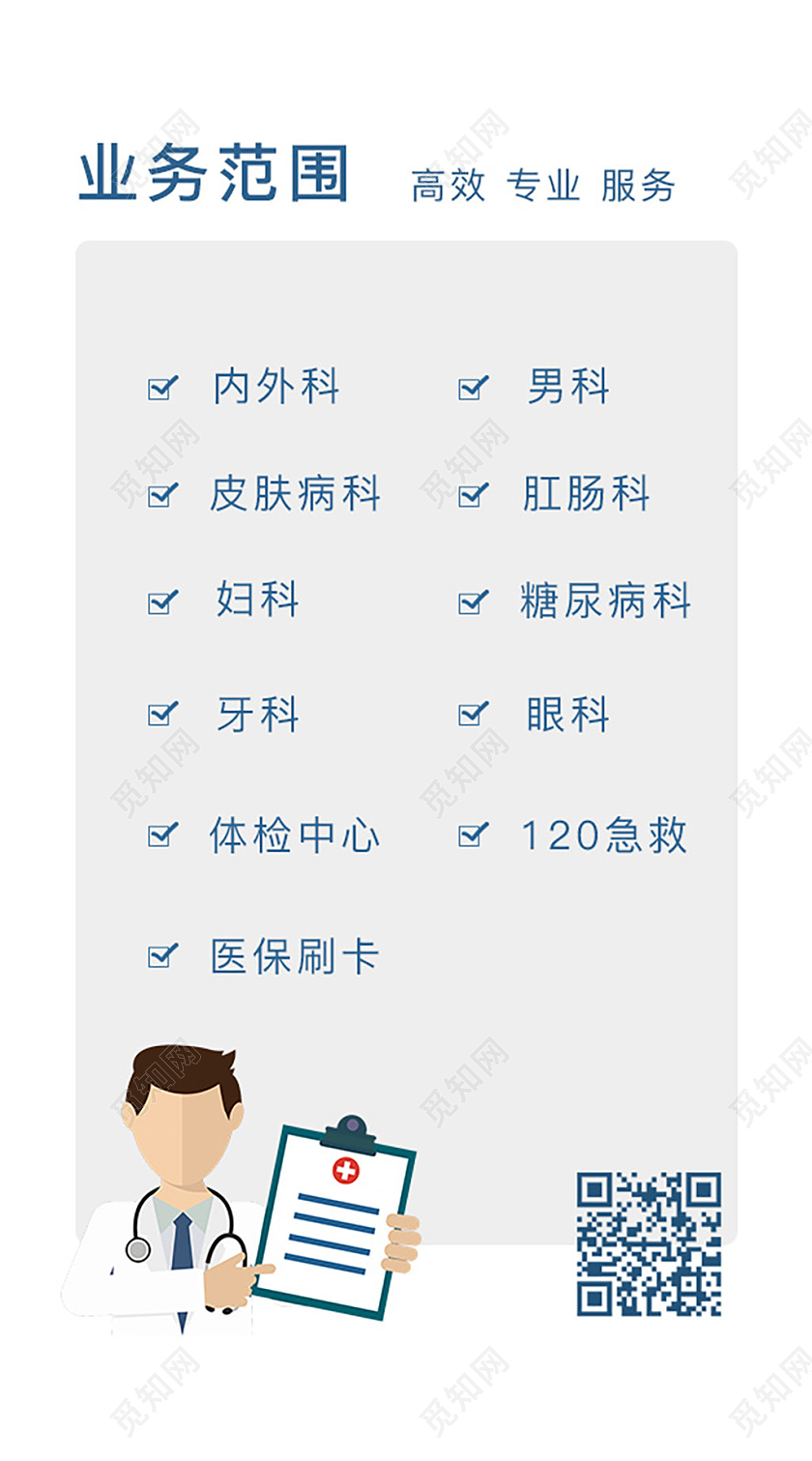 蓝灰色 卡通 上海觅知区健康医院 名片