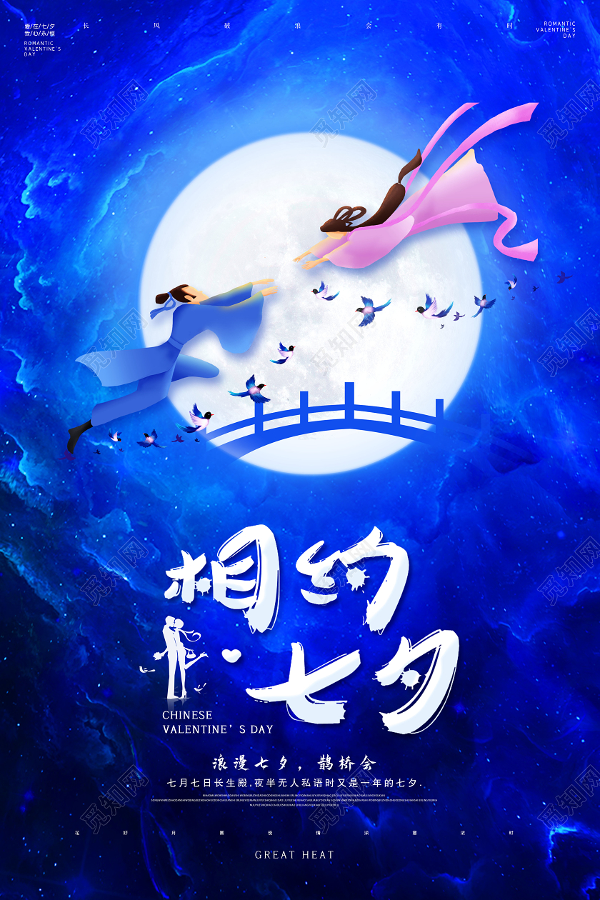 星空浪漫相约七夕七夕情人节海报