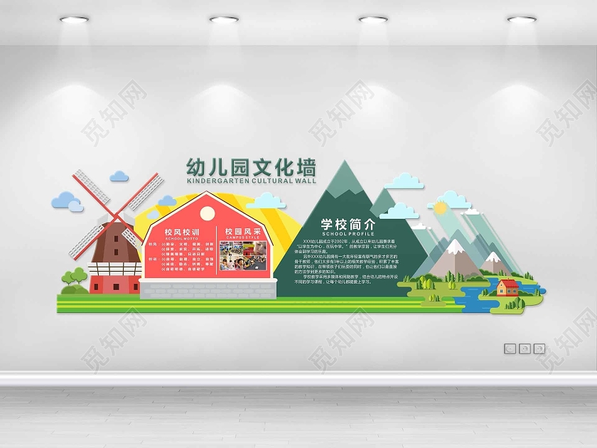 绿色几何卡通风幼儿园文化墙