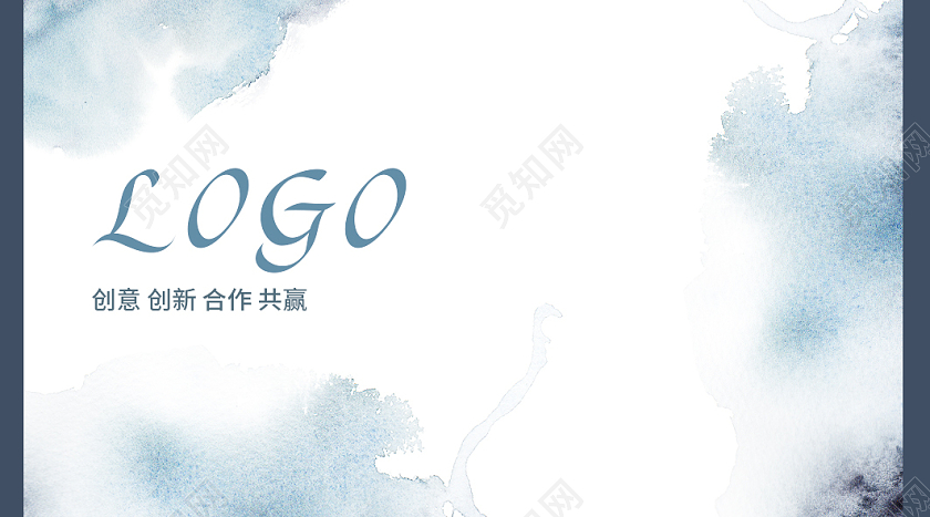 蓝色白色高端简约商务泼墨水彩女性美甲美容商务个人名片