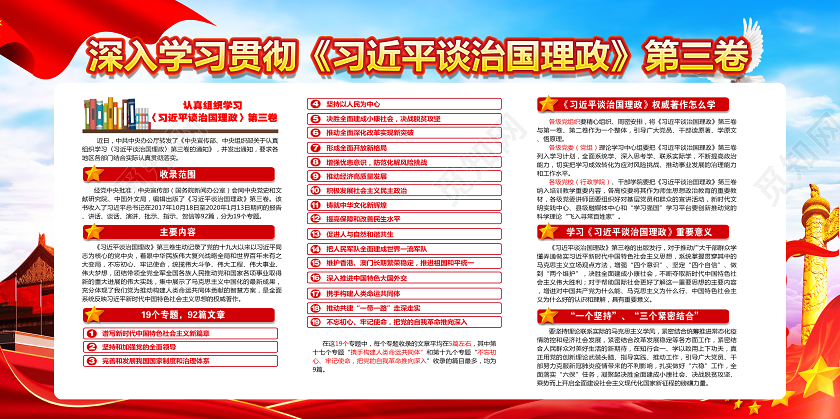 红色党风习近平谈治国理政第三卷治国理政展板