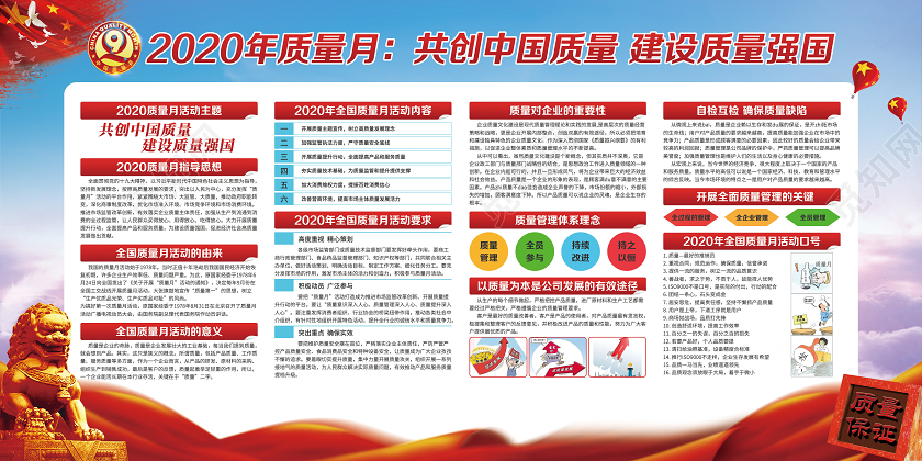 红色大气中国风2020年全国质量月主题活动宣传展板