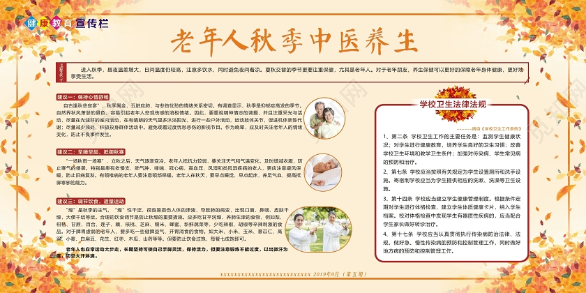 老年人秋季中医养生健康展板