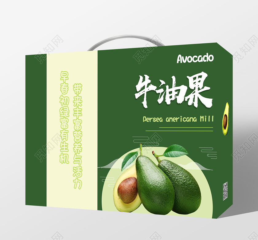 绿色简约清新秋季水果牛油果包装牛油果秋天水果