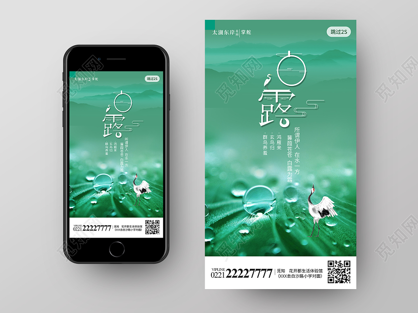 简约大气唯美24节气二十四节气白露手机UI