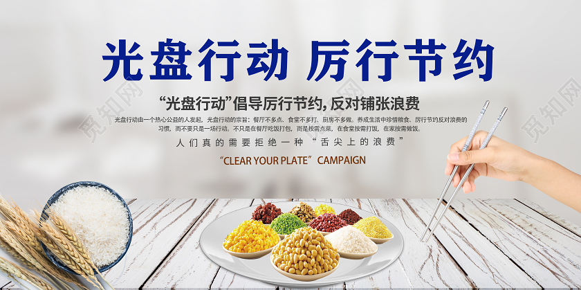 灰色简约光盘行动厉行节约光盘行动从我做起