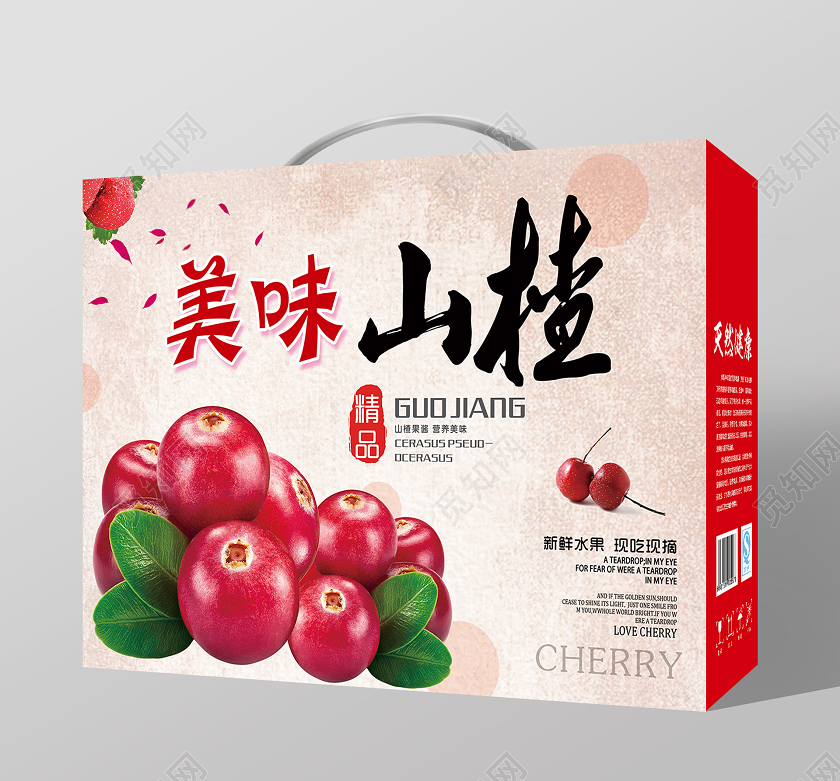 红色简约美味山楂山楂秋天水果包装