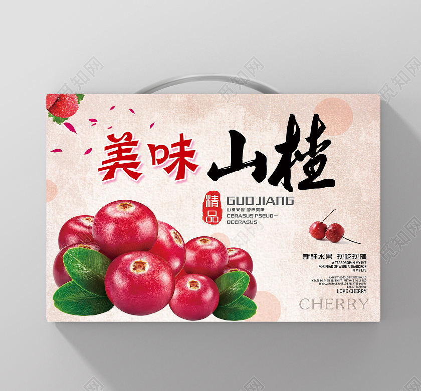 红色简约美味山楂山楂秋天水果包装