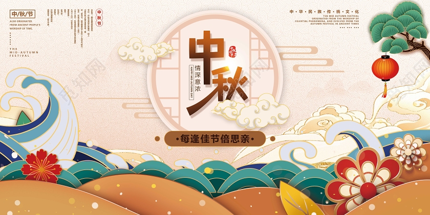 国潮中国风中秋展板