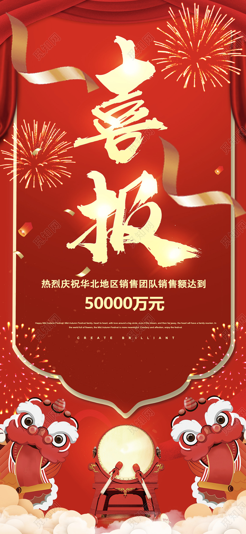 红色喜庆业绩喜报销售业绩喜报