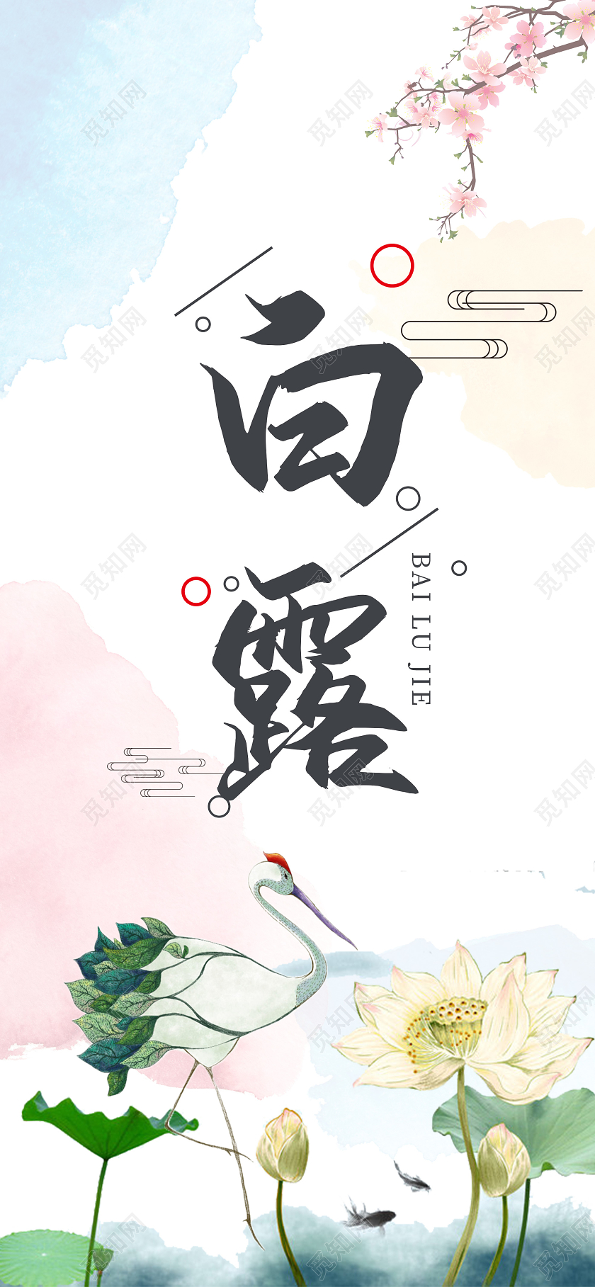 白色简洁白露24二十四节气手机海报二十四节气白露手机海报