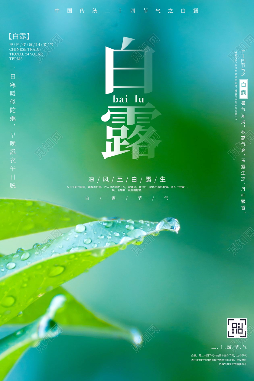 绿色唯美二十四节气白露宣传海报