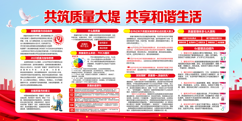 红色党建党政共创中国质量建设质量强国2020全国质量月宣传栏