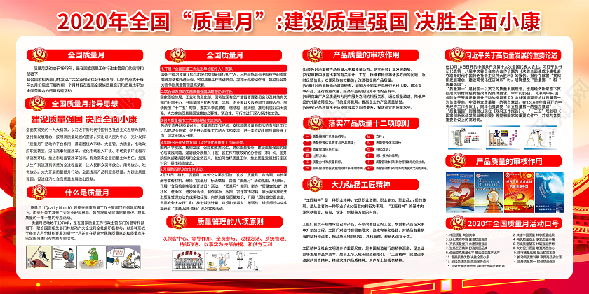 红色党建2020年全国质量月宣传展板宣传栏设计