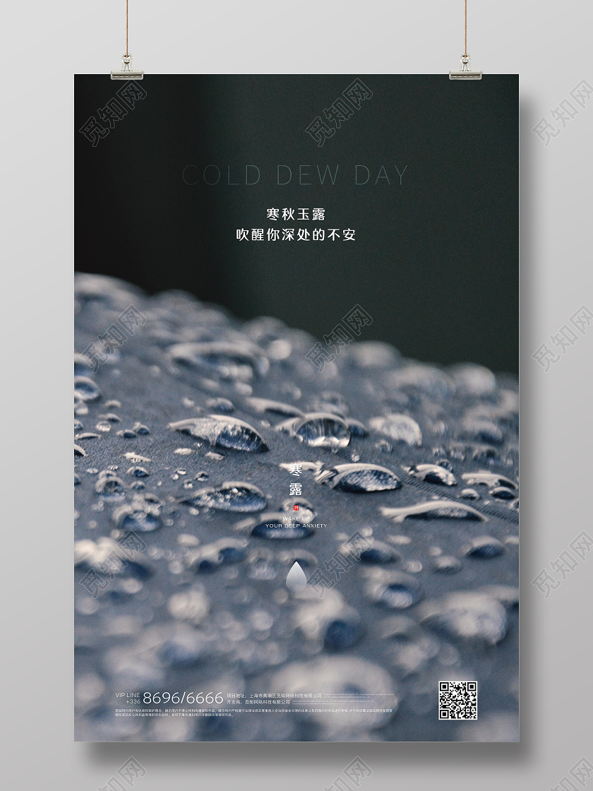 寒露写实创意露珠海报
