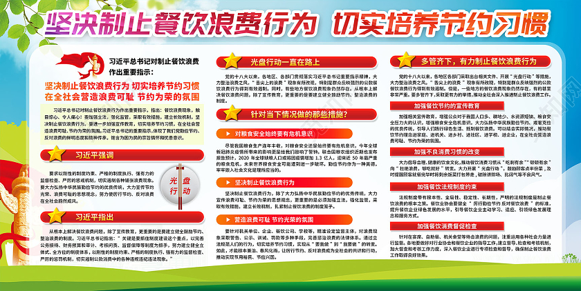 厉行节俭光盘行动坚决制止餐饮浪费行为宣传栏