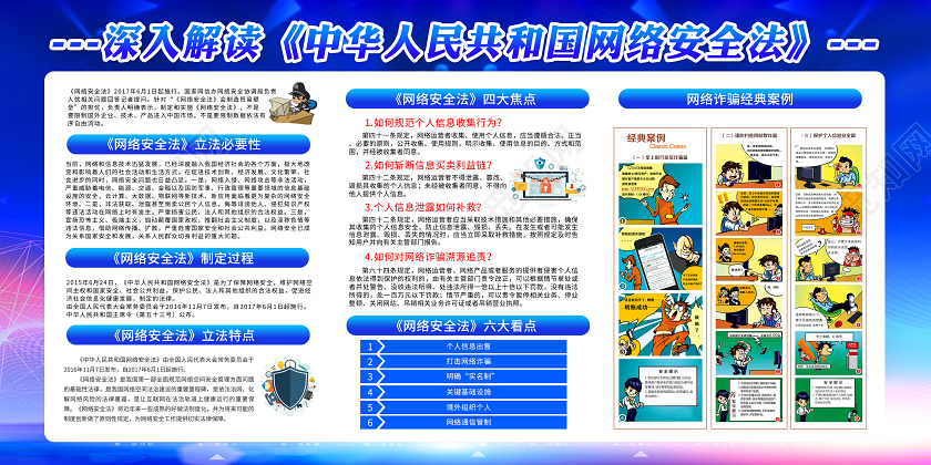 蓝色2020年国家网络安全宣传周展板网络安全为人民宣传栏设计