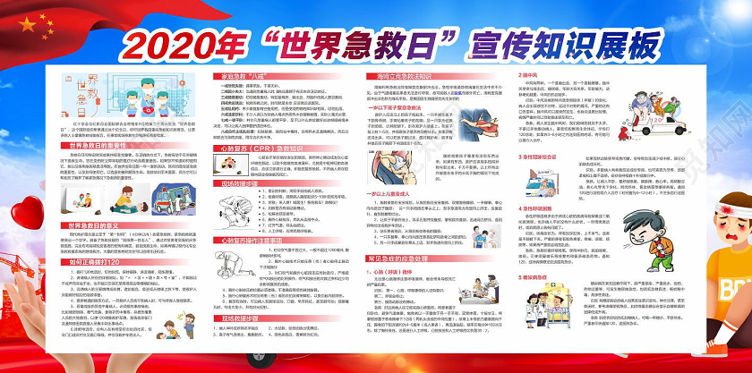 蓝色创意世界急救日展板
