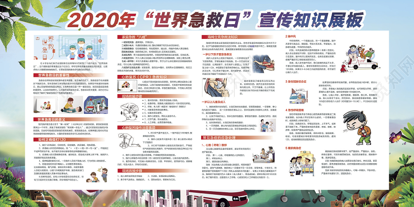 绿色创意世界急救日展板