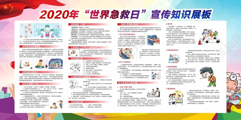 大气水彩世界急救日展板