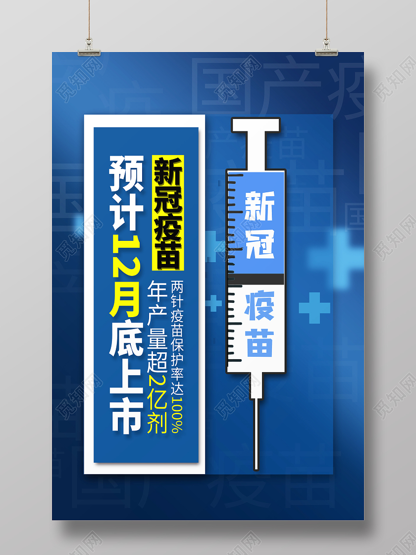 简约大气蓝色系新冠疫苗预计12月上市新冠疫苗宣传海报