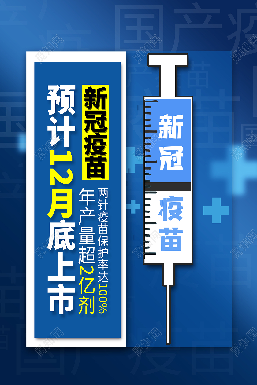 简约大气蓝色系新冠疫苗预计12月上市新冠疫苗宣传海报