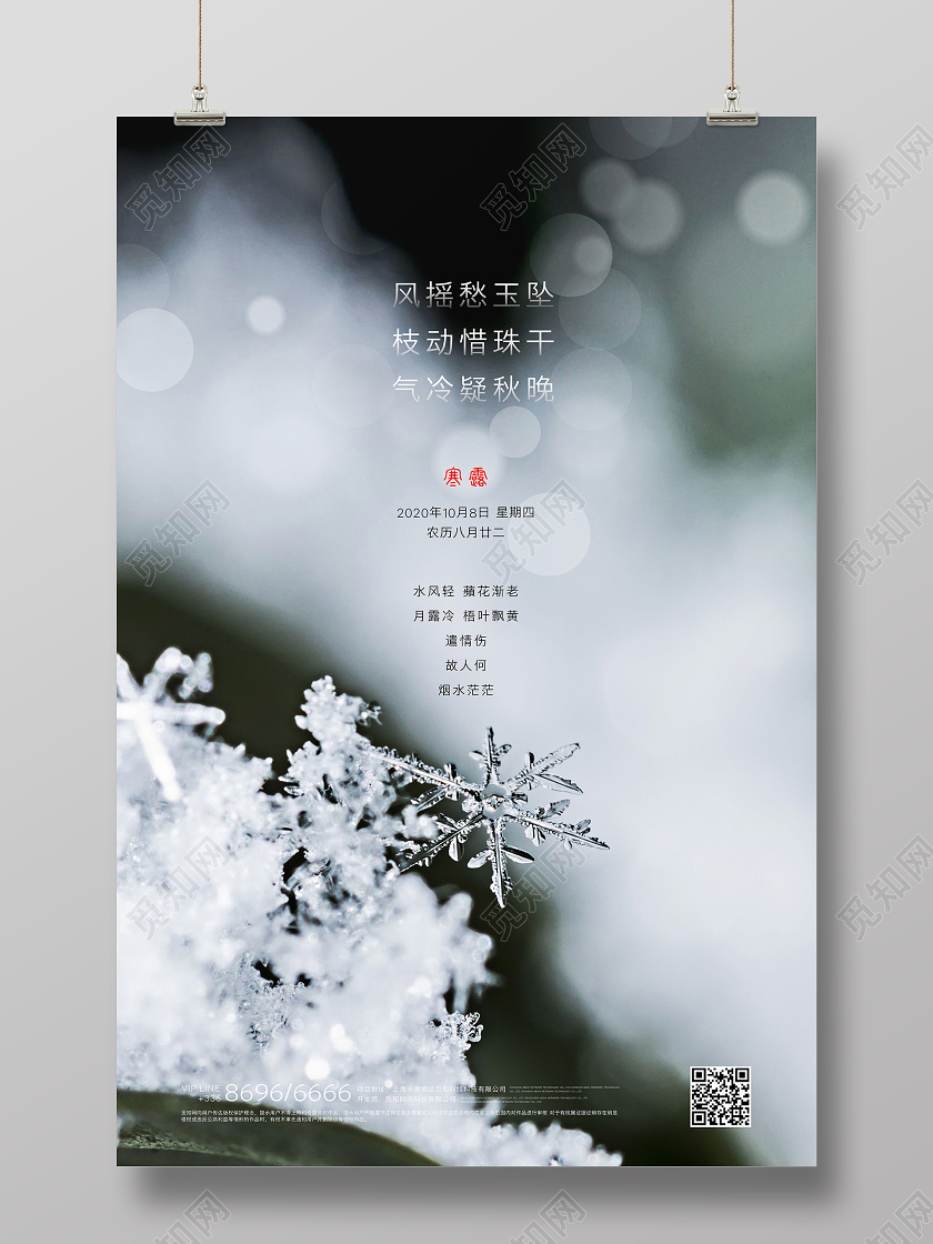 寒露雪霜创意写实海报
