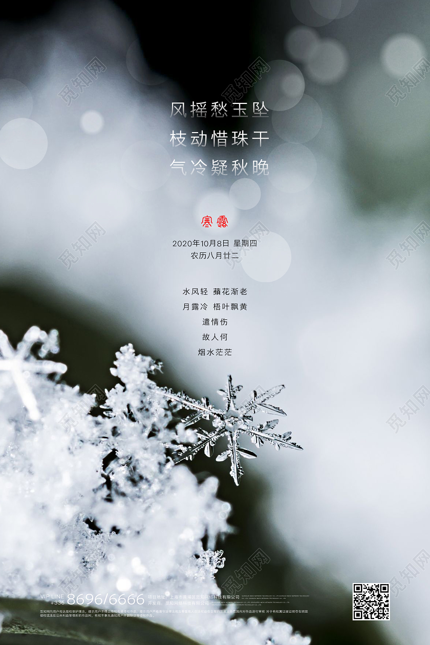 寒露雪霜创意写实海报