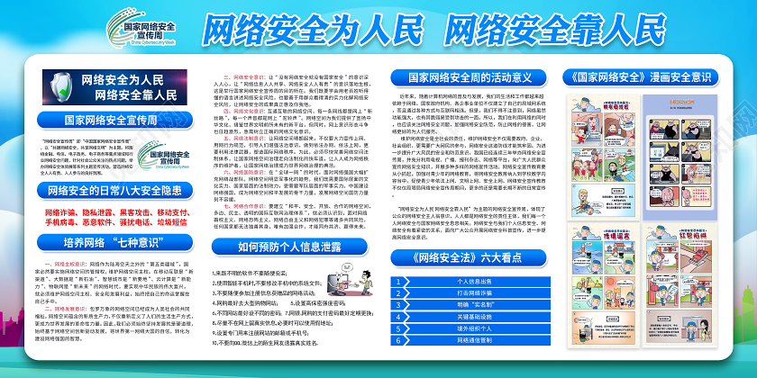 蓝色2020年国家网络安全宣传周展板网络安全为人民宣传栏设计