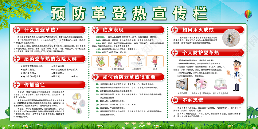 简单大气清新蓝色预防革登热疾病展板宣传栏