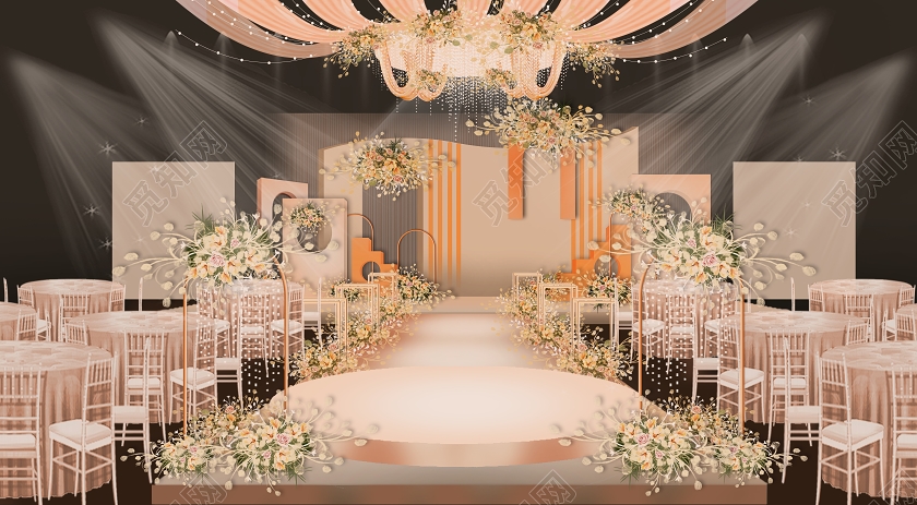 香槟金结婚婚礼效果图设计